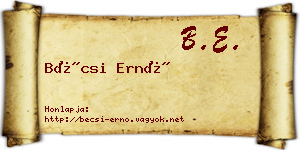 Bécsi Ernő névjegykártya